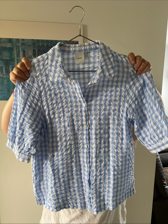 ICHI Tops - Short sleeve gingham shirt